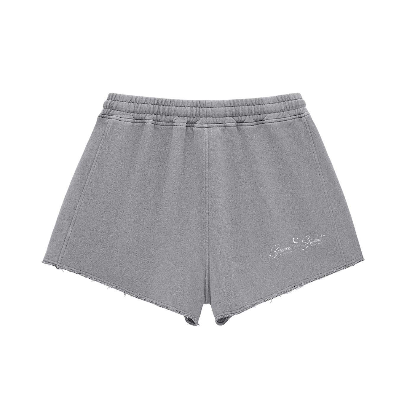 Snow Washed Raw Edge Drawstring Shorts