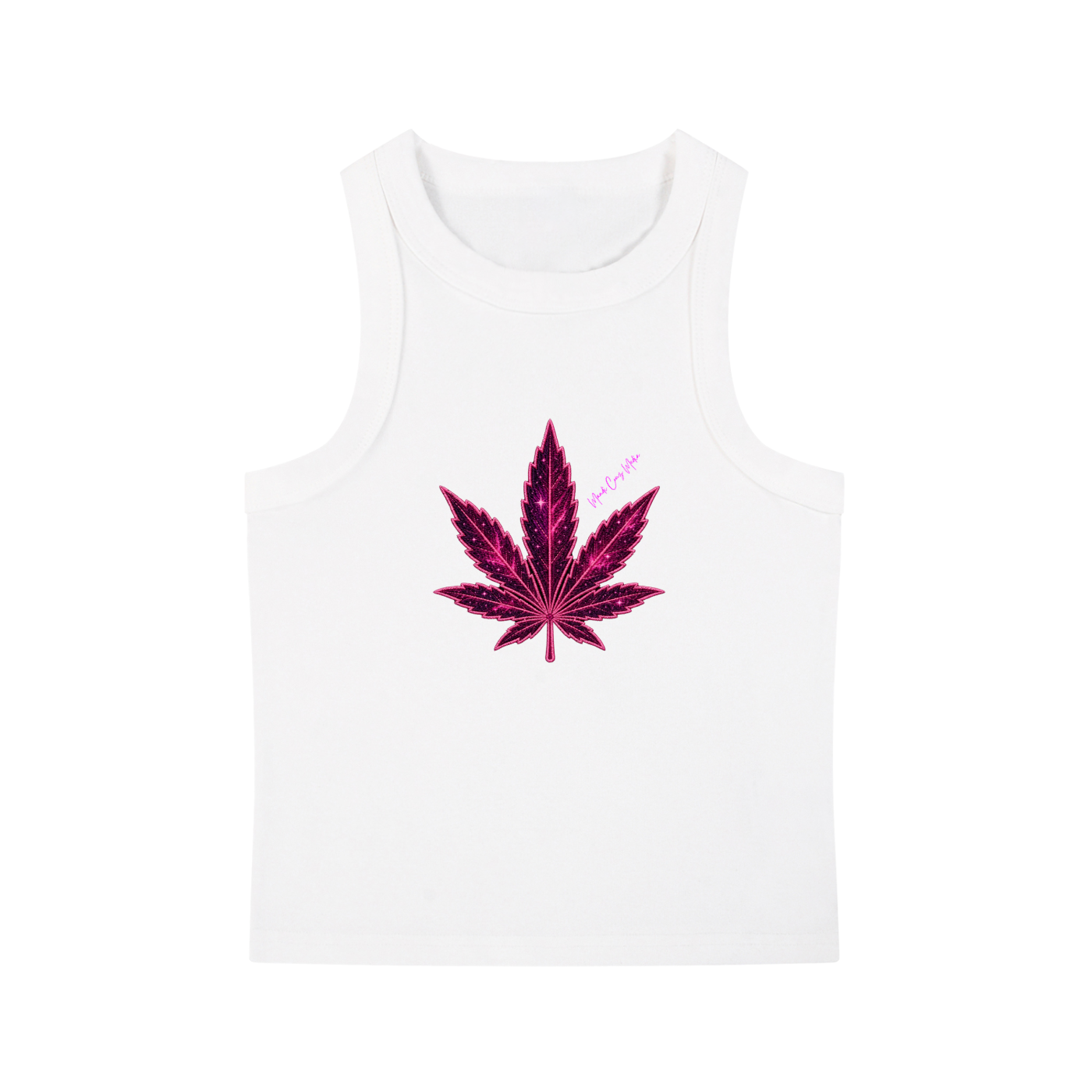 Cosmic Pink Leaf Snow-Washed Crop Tank