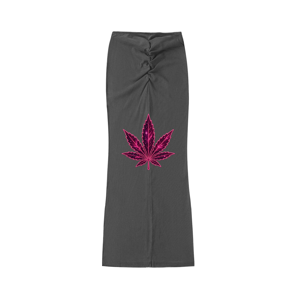 Cosmic Pink Leaf Washed Drawstring Maxi Skirt