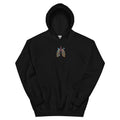 Front product view of the black unisex hoodie with a colorful anatomical lungs-and-butterflies chest graphic, hood and kangaroo pocket