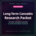 Long-Term Cannabis Research Packet cover — free 18-page evidence review of long-term cannabis effects, 41 peer-reviewed sources