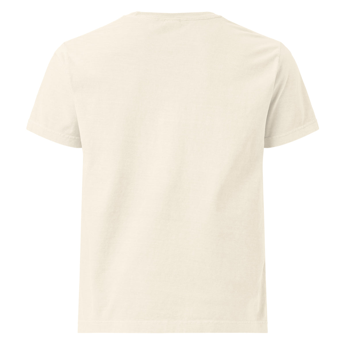 Back view of the vintage-white Start Living oversized tee showing its plain back and relaxed unisex fit.