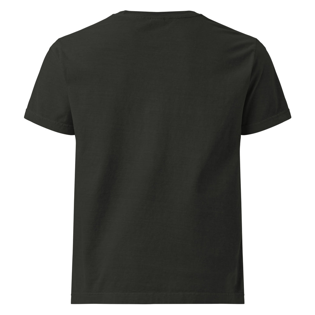 Back view of the washed-black Start Living oversized tee showing its plain back and relaxed unisex fit.