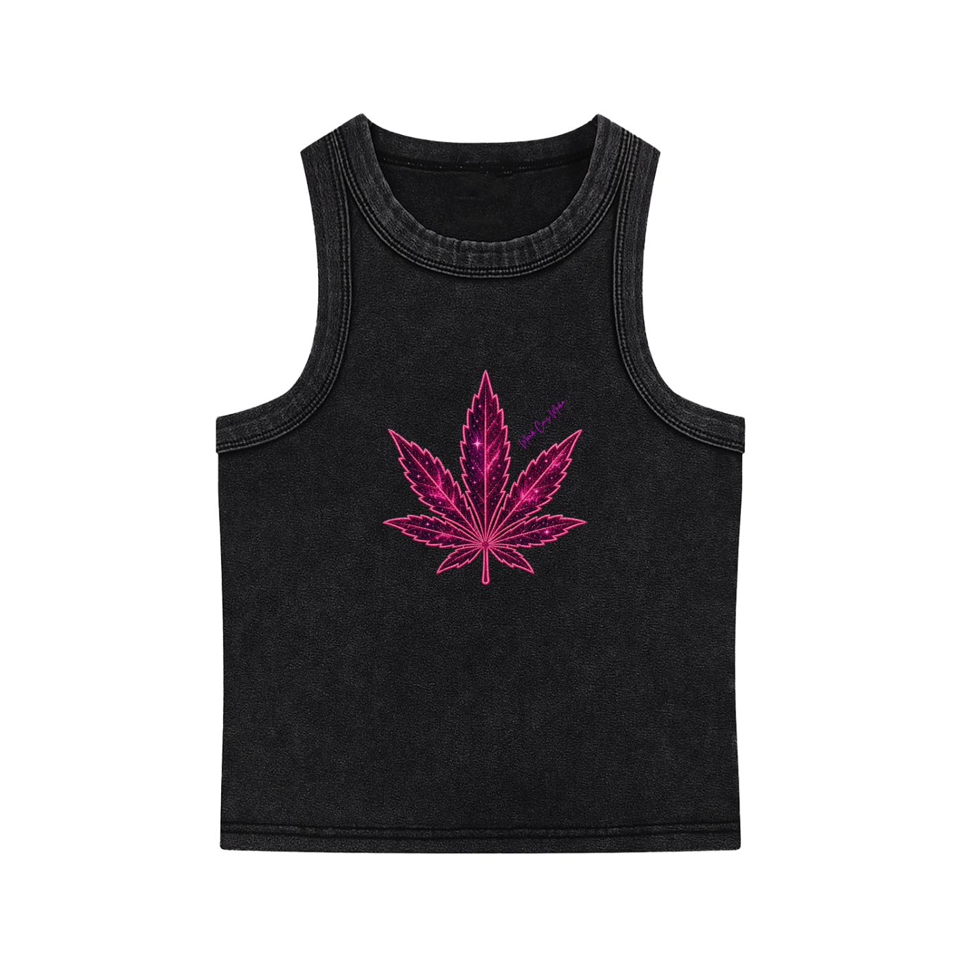 Cosmic Pink Leaf Snow-Washed Crop Tank
