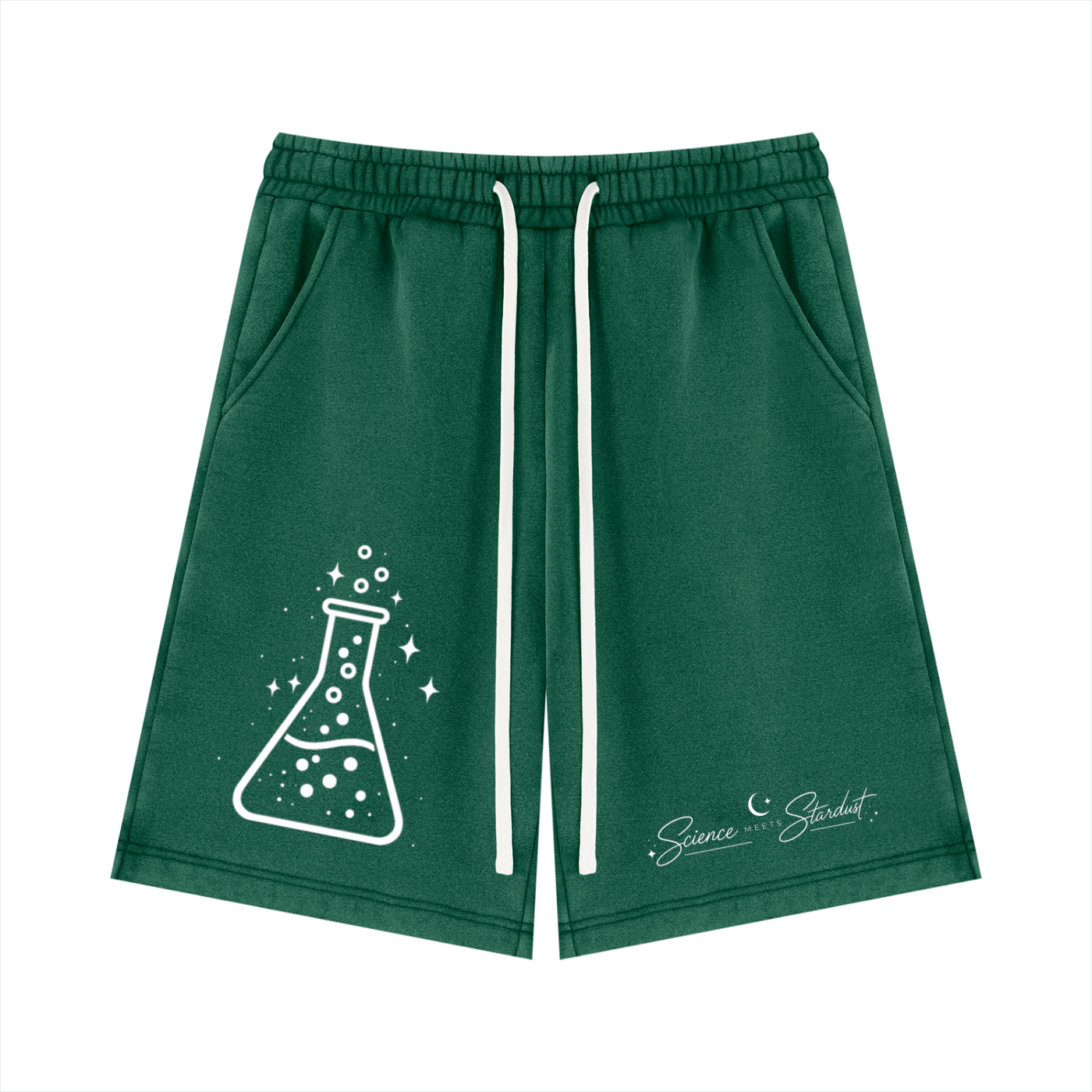 beaker-vintage-wash-fleece-shorts-dark-green-front