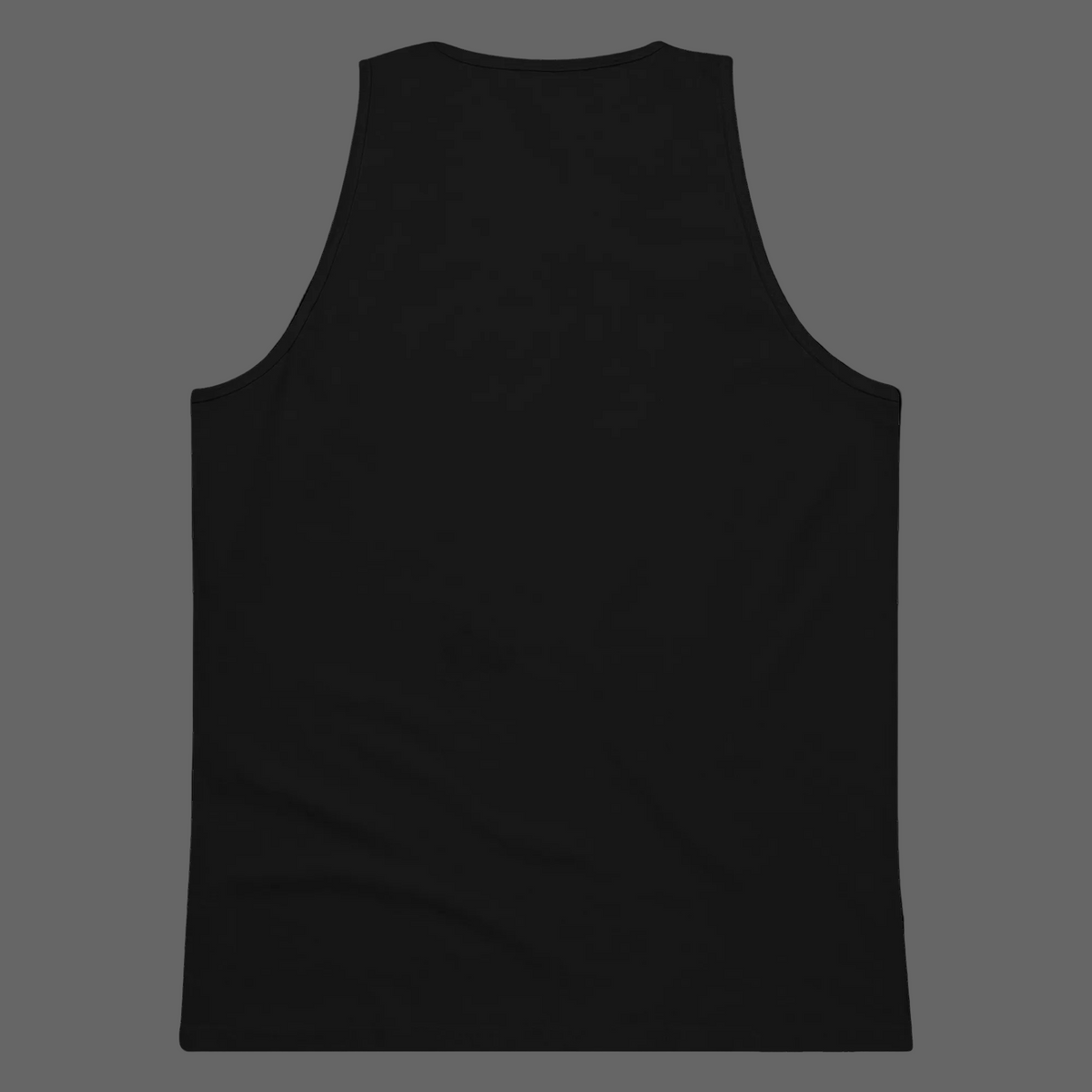 Back product view of the solid black Mandi Cruz Media men’s premium longline ta