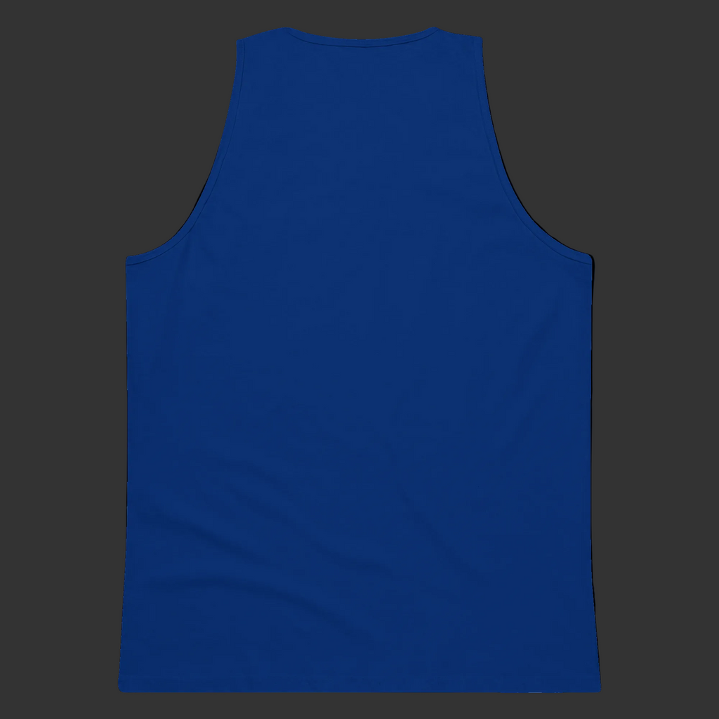 Back product view of the Team Royal Mandi Cruz Media men’s premium longline tank.