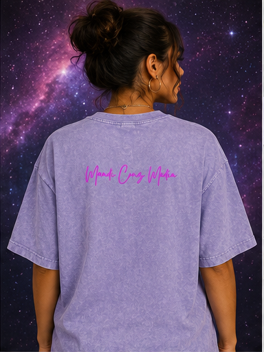 Science Meets Stardust Oversized Acid Wash Tee | Mandi Cruz Media