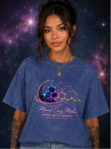 Science Meets Stardust Oversized Acid Wash Tee | Mandi Cruz Media