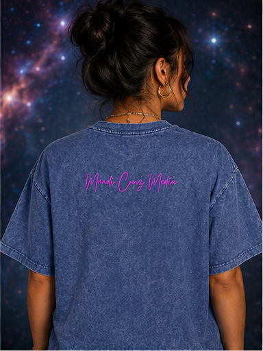 Science Meets Stardust Oversized Acid Wash Tee | Mandi Cruz Media