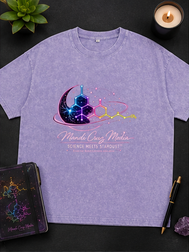 Science Meets Stardust Oversized Acid Wash Tee | Mandi Cruz Media