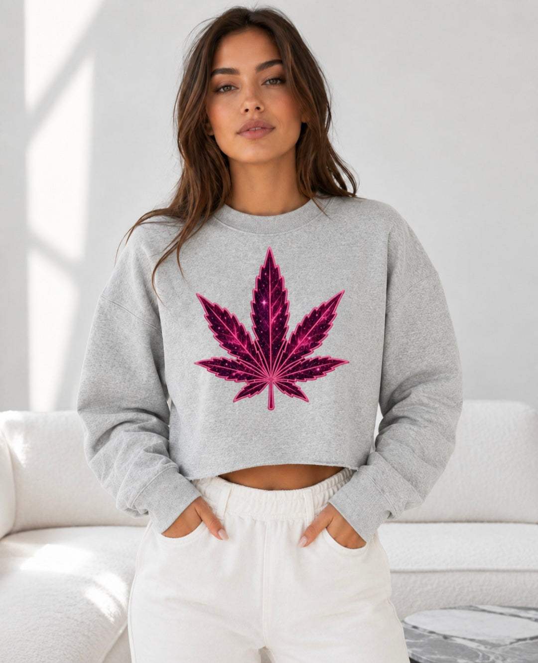 Stardust Leaf Cropped Sweatshirt