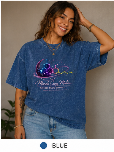 Science Meets Stardust Oversized Acid Wash Tee | Mandi Cruz Media