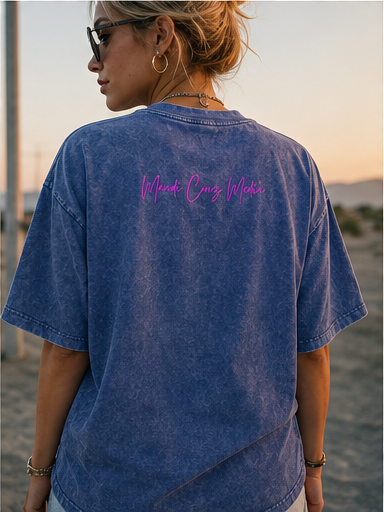 Science Meets Stardust Oversized Acid Wash Tee | Mandi Cruz Media