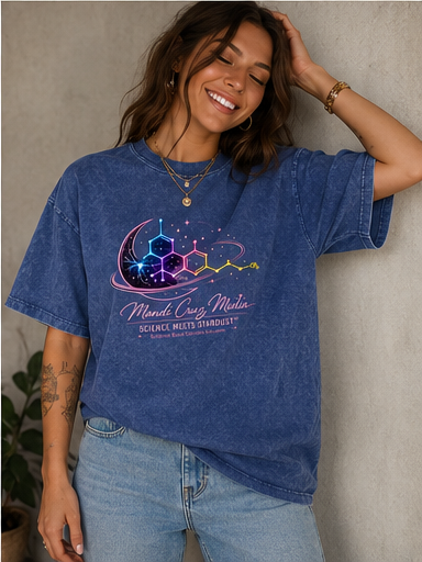 Science Meets Stardust Oversized Acid Wash Tee | Mandi Cruz Media